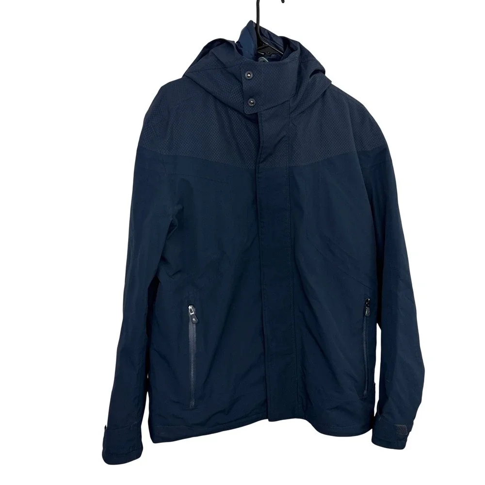 Hugo Boss Jacket Mens Large Navy Blue 3-in-1 Hooded Coat with Red Puffer Vest